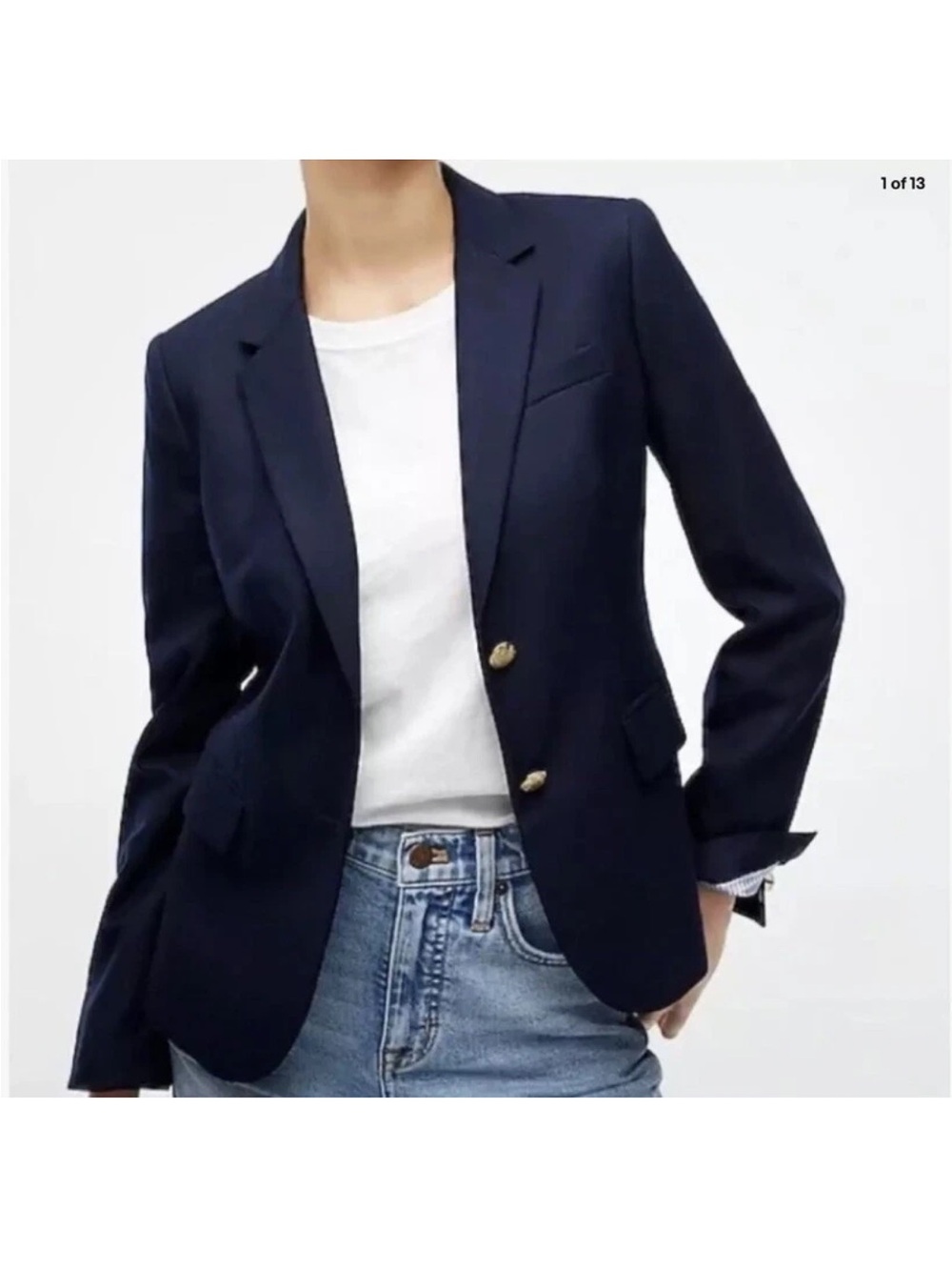 J.Crew Schoolboy Blazer Women’s 0 Navy Wool Blend Gold Button Preppy